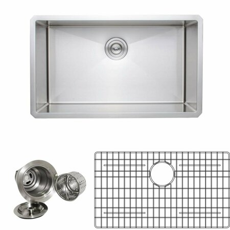 WELLS SINKWARE 30 in. 16 Gauge Undermount Single Bowl Stainless Steel Kitchen Sink w/Grid Racks & Basket Strainers NCU3018-10-1